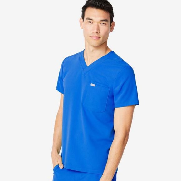 FIGS men's Royal Blue Leon - Two-Pocket Scrub Top - Picture 2 of 2
